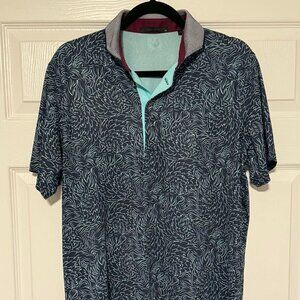 Men's Greyson Blue Wolf Patterned Polo Shirt